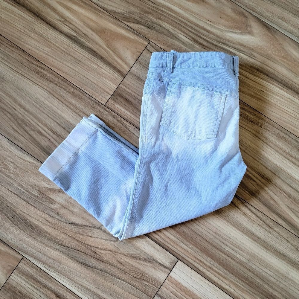 Chloé Glycine Tie Dye Striped Low Rise Boho Capri Jeans in Blue Cloud